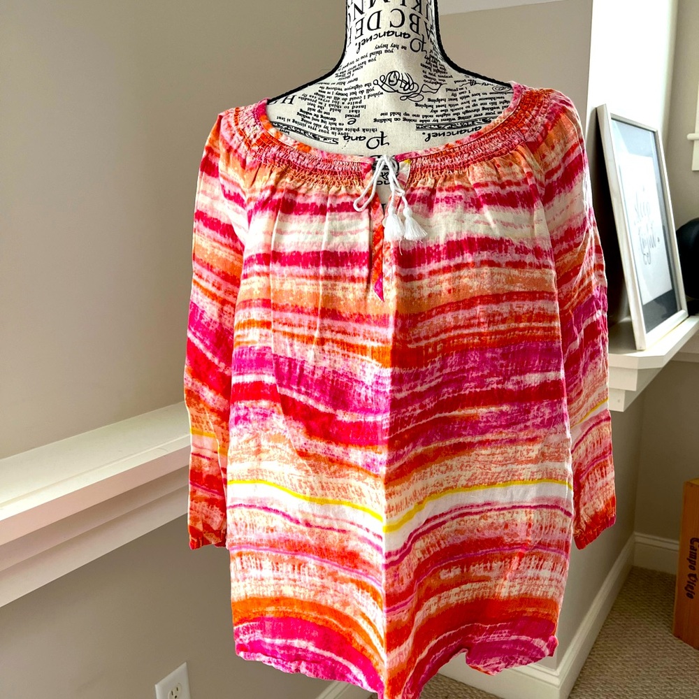 Summer linen long sleeve top
